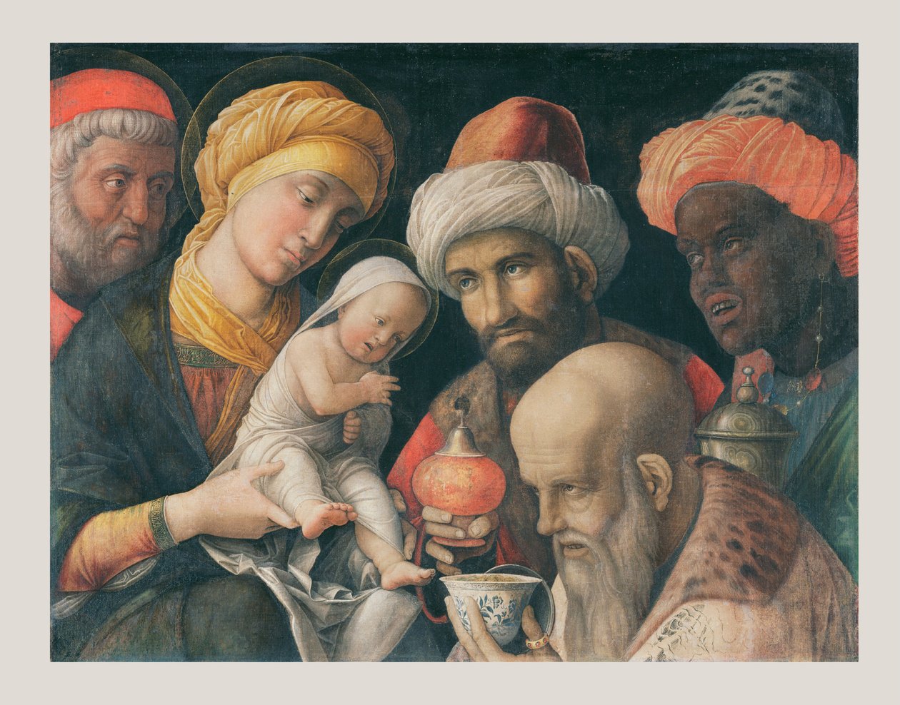 Tillbedjan av Magi, ca. 1500 av Andrea Mantegna