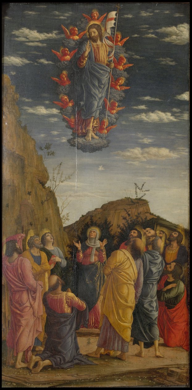 The Ascension Triptych of the Uffizi Uffizi Tryptich, vänster panel, ca 1463-1464 av Andrea Mantegna