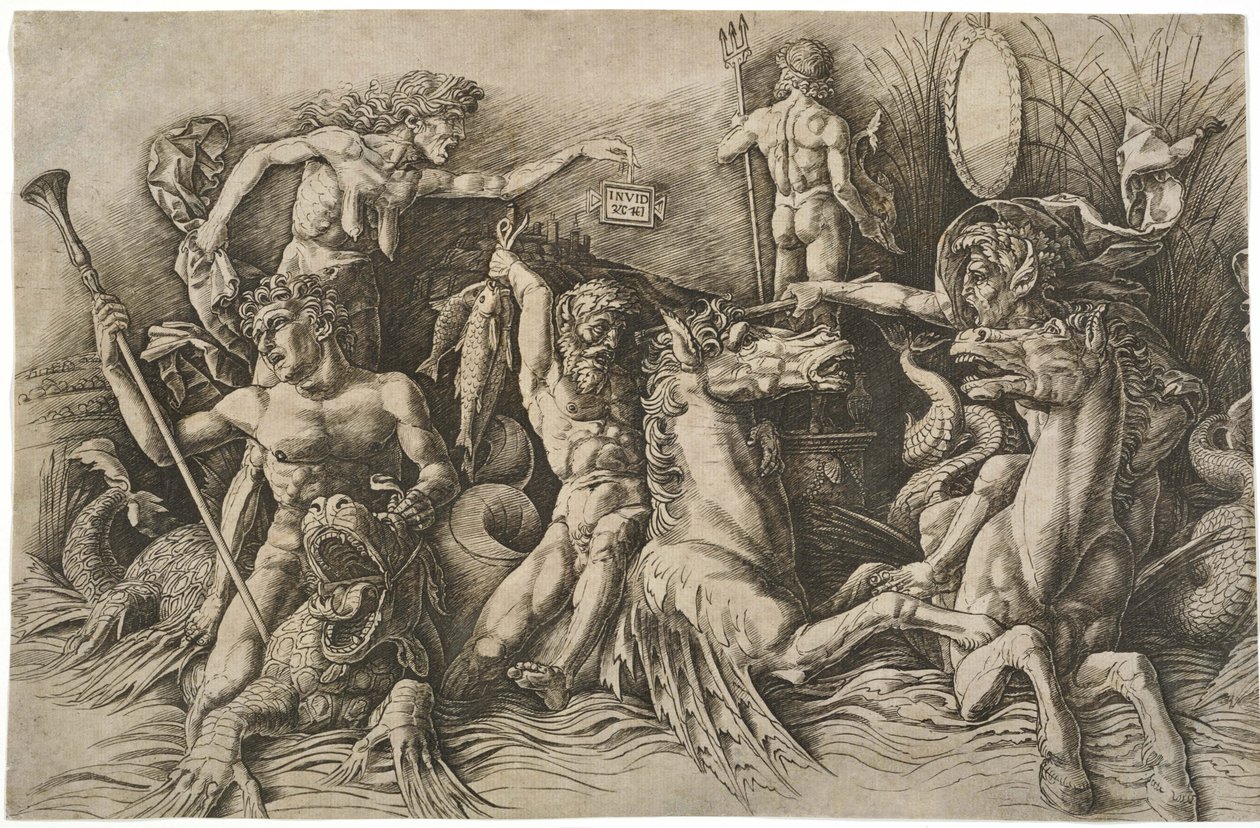 Slaget om havsgudarna, ca 1475 av Andrea Mantegna