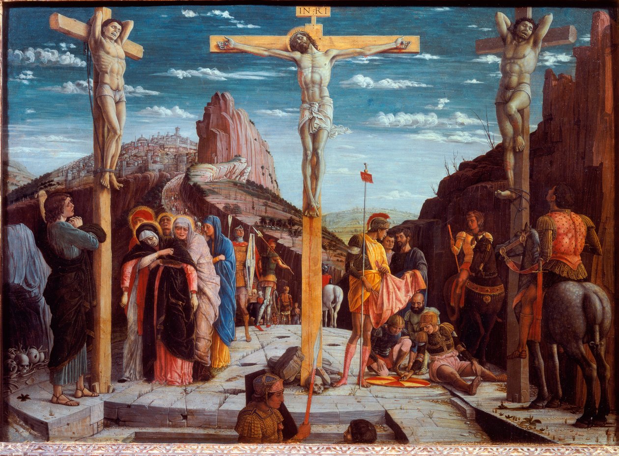 Korsfästelsen, kallad Golgata (Olja på trä av Andrea Mantegna