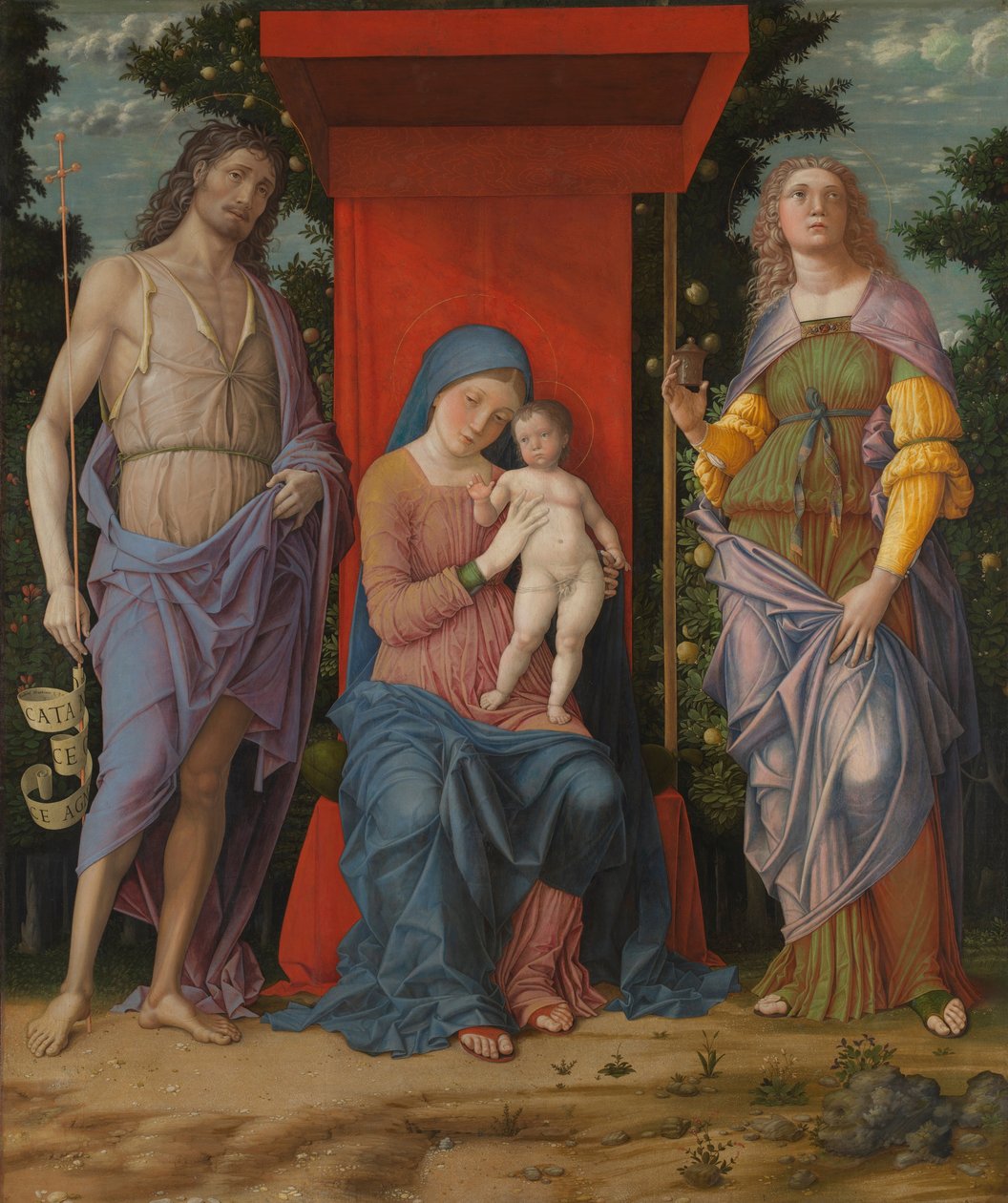 Jungfrun och barnet med helgon av Andrea Mantegna