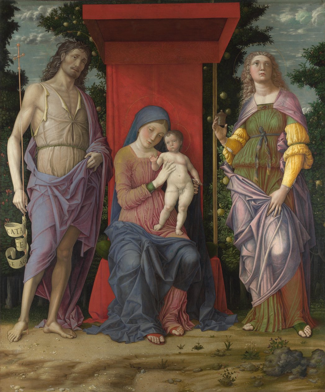 Jungfrun och barnet med Magdalena och Johannes Döparen, ca. 1495 av Andrea Mantegna