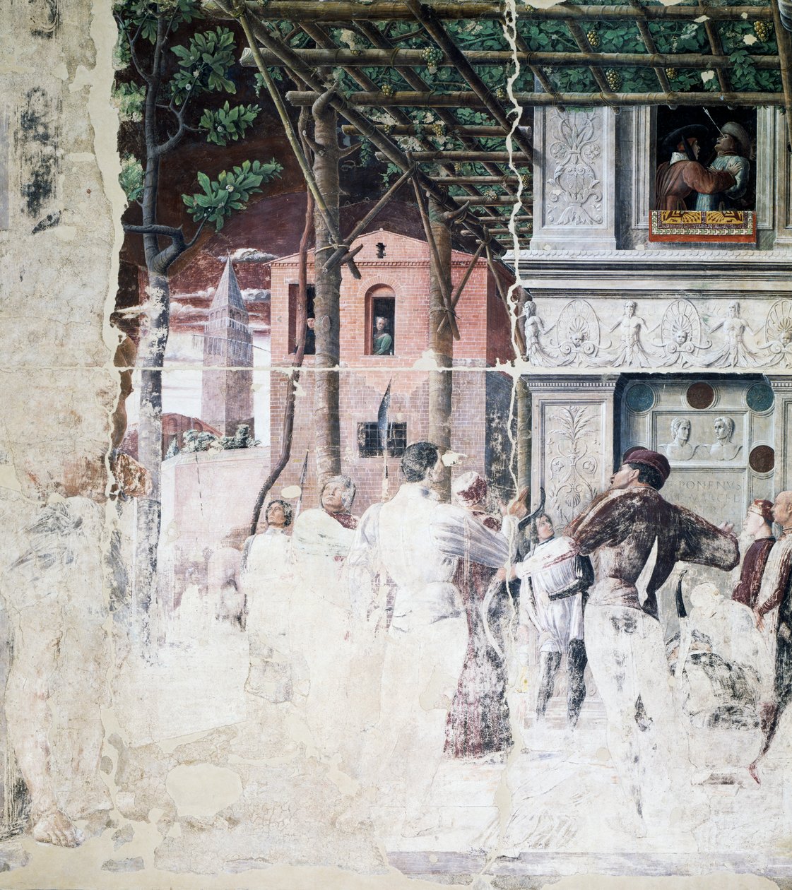 Fördömandet av Saint Christopher, detalj från Martyrdom of Saint Christopher av Andrea Mantegna