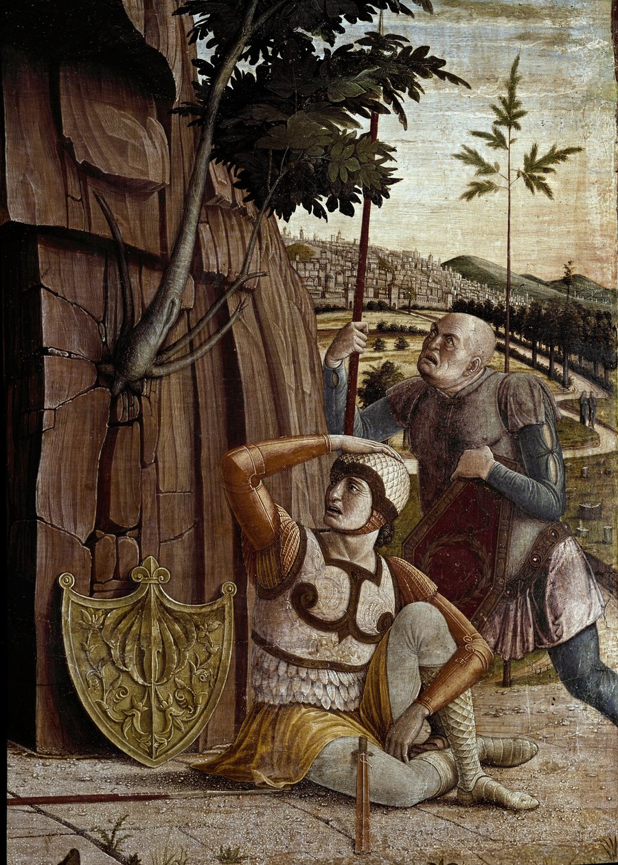 Uppståndelsen, detalj av predellen av altartavlan i San Zeno (tempera på trä av Andrea Mantegna