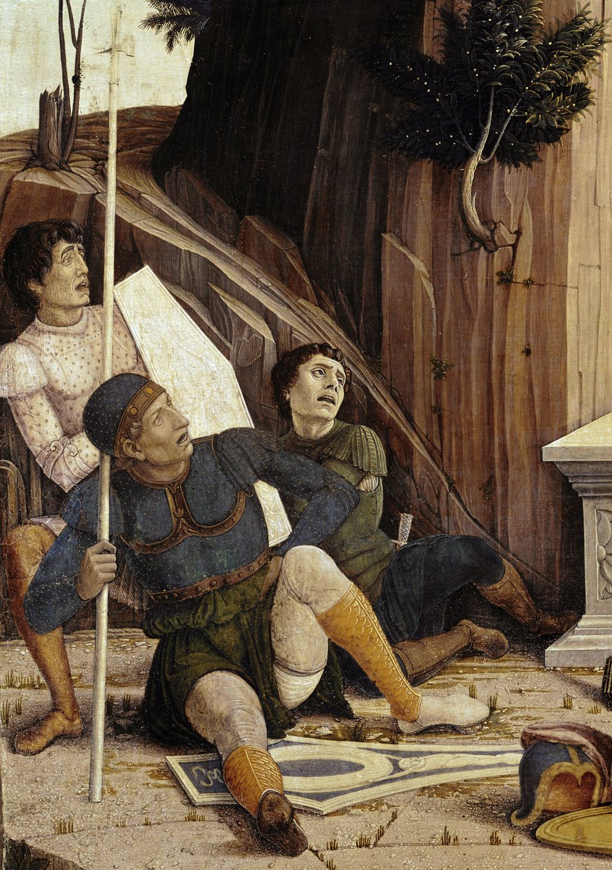 Uppståndelsen, detalj av predellen av altartavlan i San Zeno (tempera på panel av Andrea Mantegna
