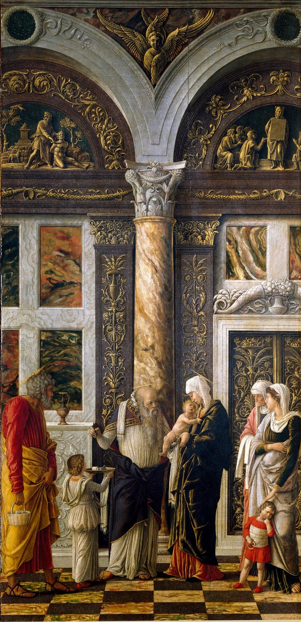 Uffizi polyptisk: "" omskärelse""" Höger del. Detrempe på trä av Andrea Mantegna (1431-1506) 1464-1470. Dämpa. 86x42,5 cm Florens, Galleria degli Uffizi (Kontor) av Andrea Mantegna