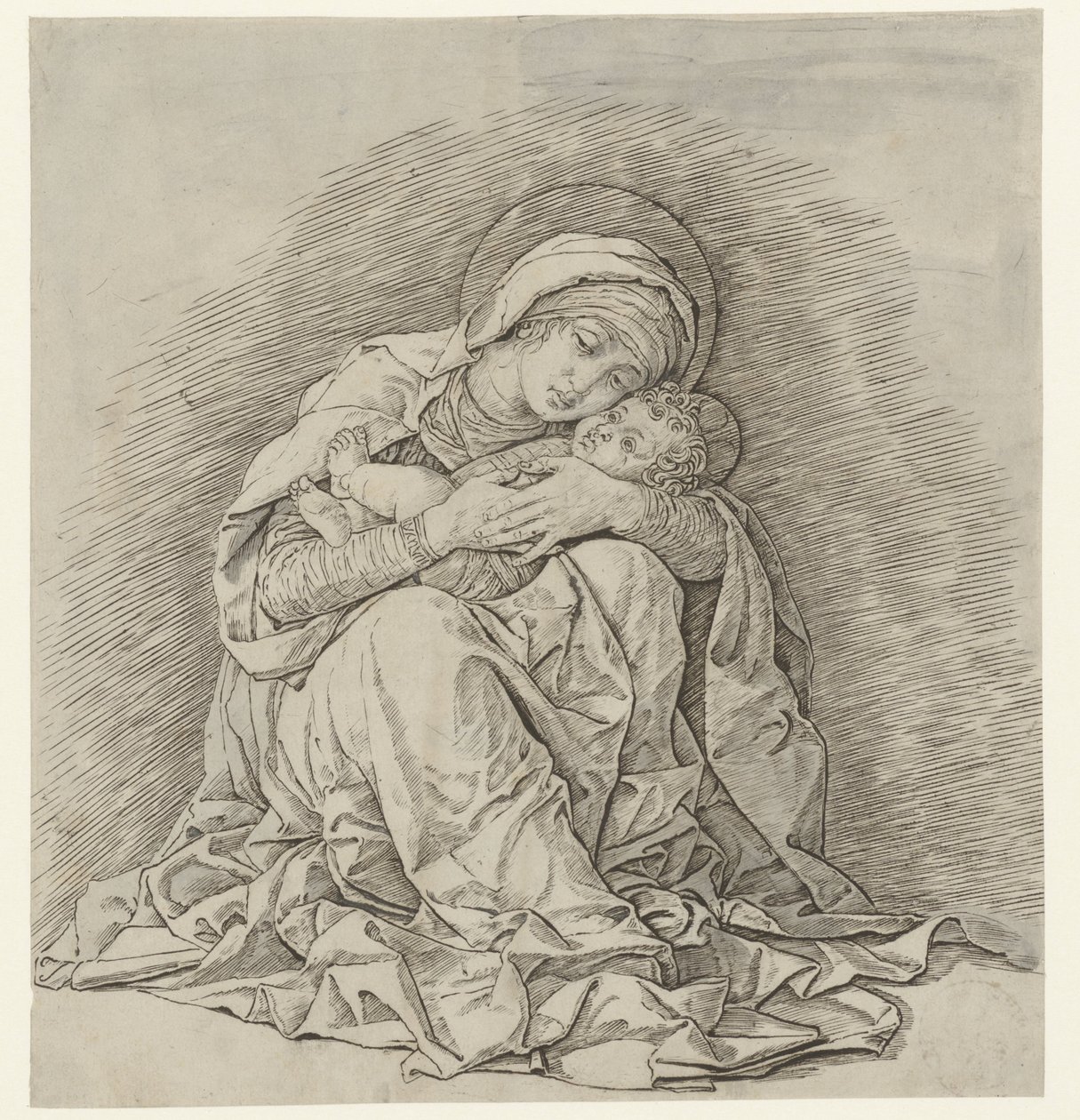 Sittande Mary med barn av Andrea Mantegna
