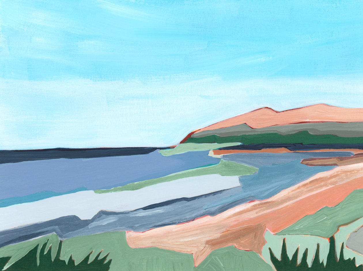 Coastline, 2023 (akryl på papper) av Andrea Mejia