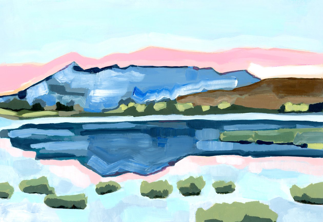 Cool Reflections, 2024 (akryl på papper) av Andrea Mejia