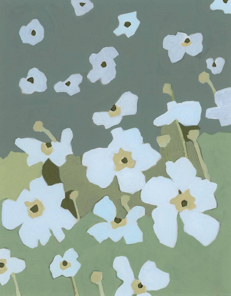 Blomstersymfoni, 2023 (akryl på papper) av Andrea Mejia