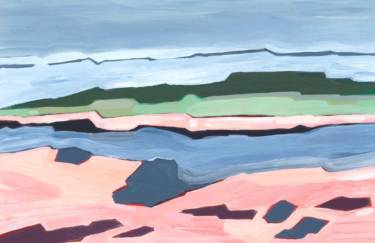 Looking out,2023 (akryl på papper) av Andrea Mejia