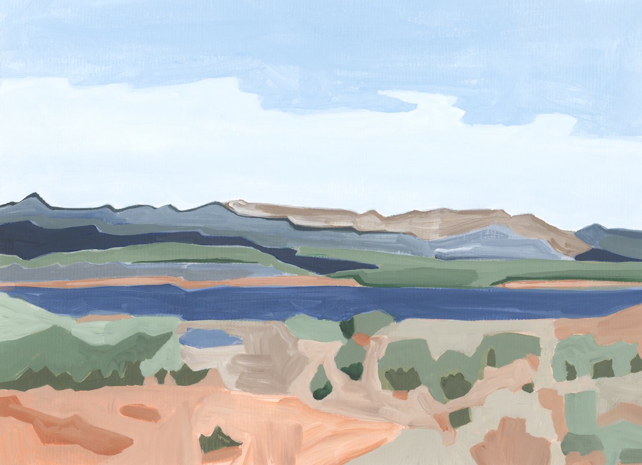 Sacred valley, 2023 (akryl på papper) av Andrea Mejia
