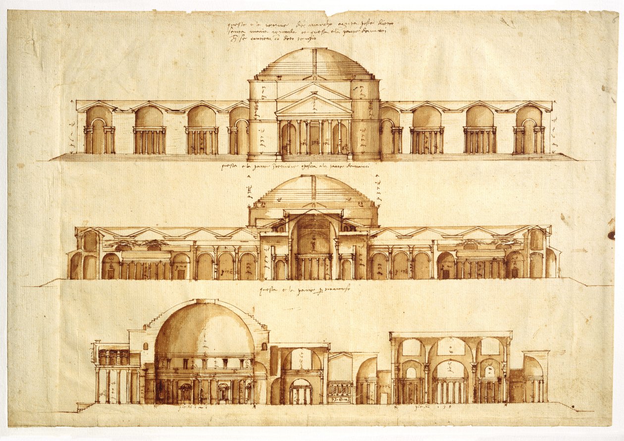 Rekonstruktionsprojekt av Agrippas bad, Rom, ca. 1550 av Andrea Palladio