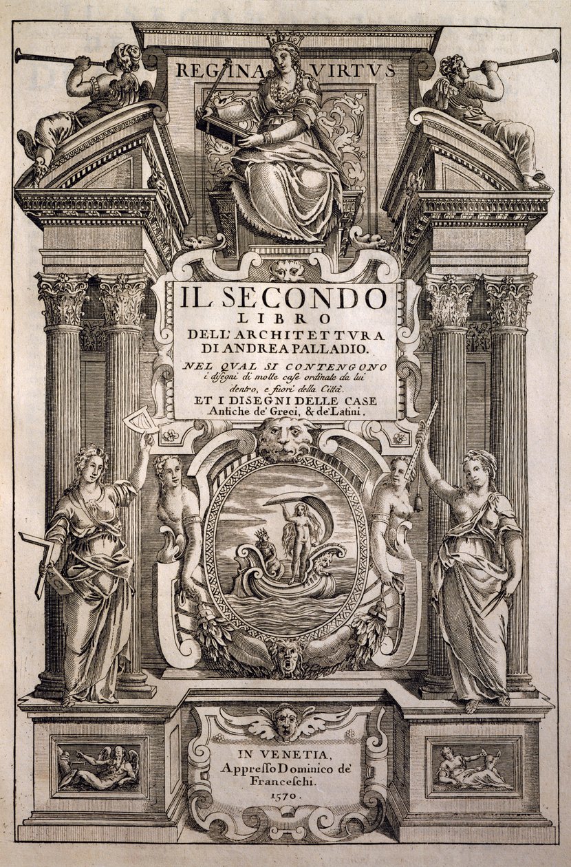 Titelsidan för de fyra arkitekturböckerna, bok II av Andrea Palladio