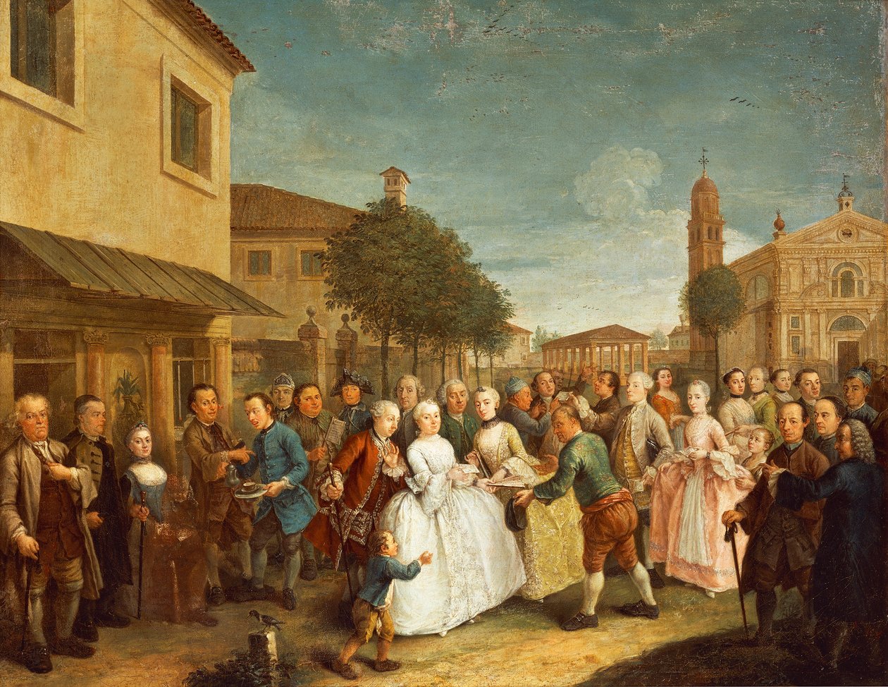 A Party at Villa Widmann, ca 1750 (olja på duk) av Andrea Pasto
