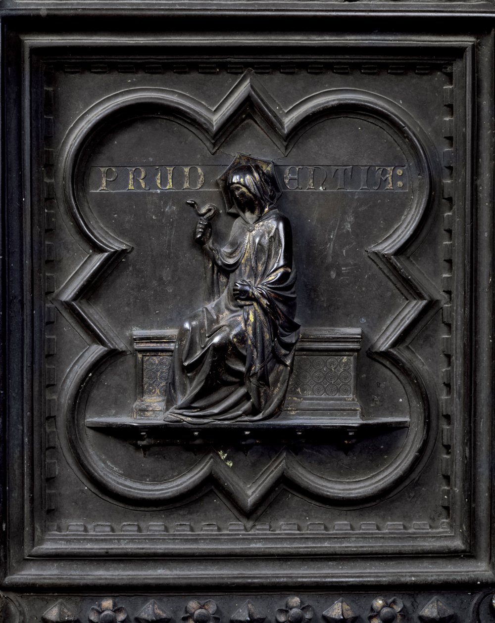 Prudence, panel H i södra dörrarna till dopkapellet i San Giovanni, 1336 (brons) av Andrea Pisano