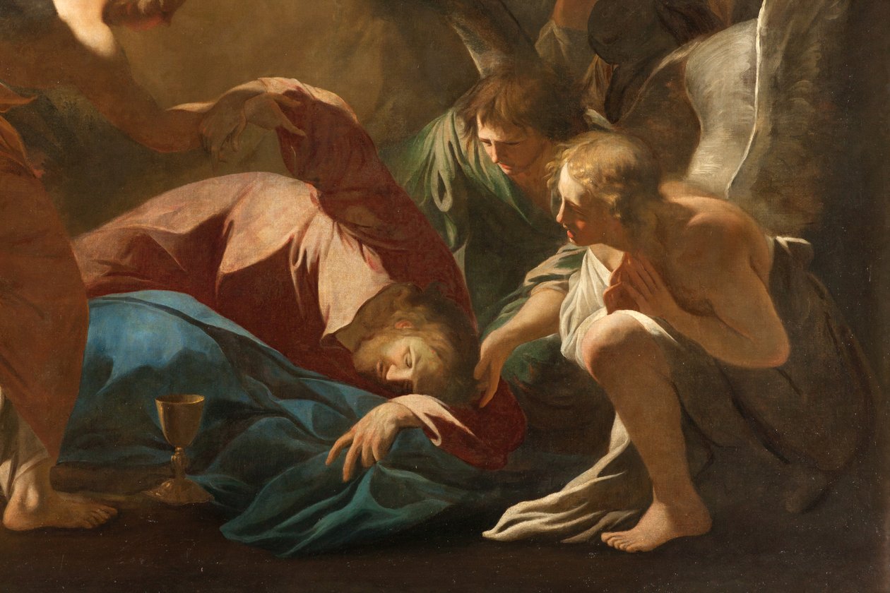 Milano, San Francesco da Paola-kyrkan, Andrea Pozzo, Änglarna stödjer Jesus i Getsemane trädgård av Andrea Pozzo