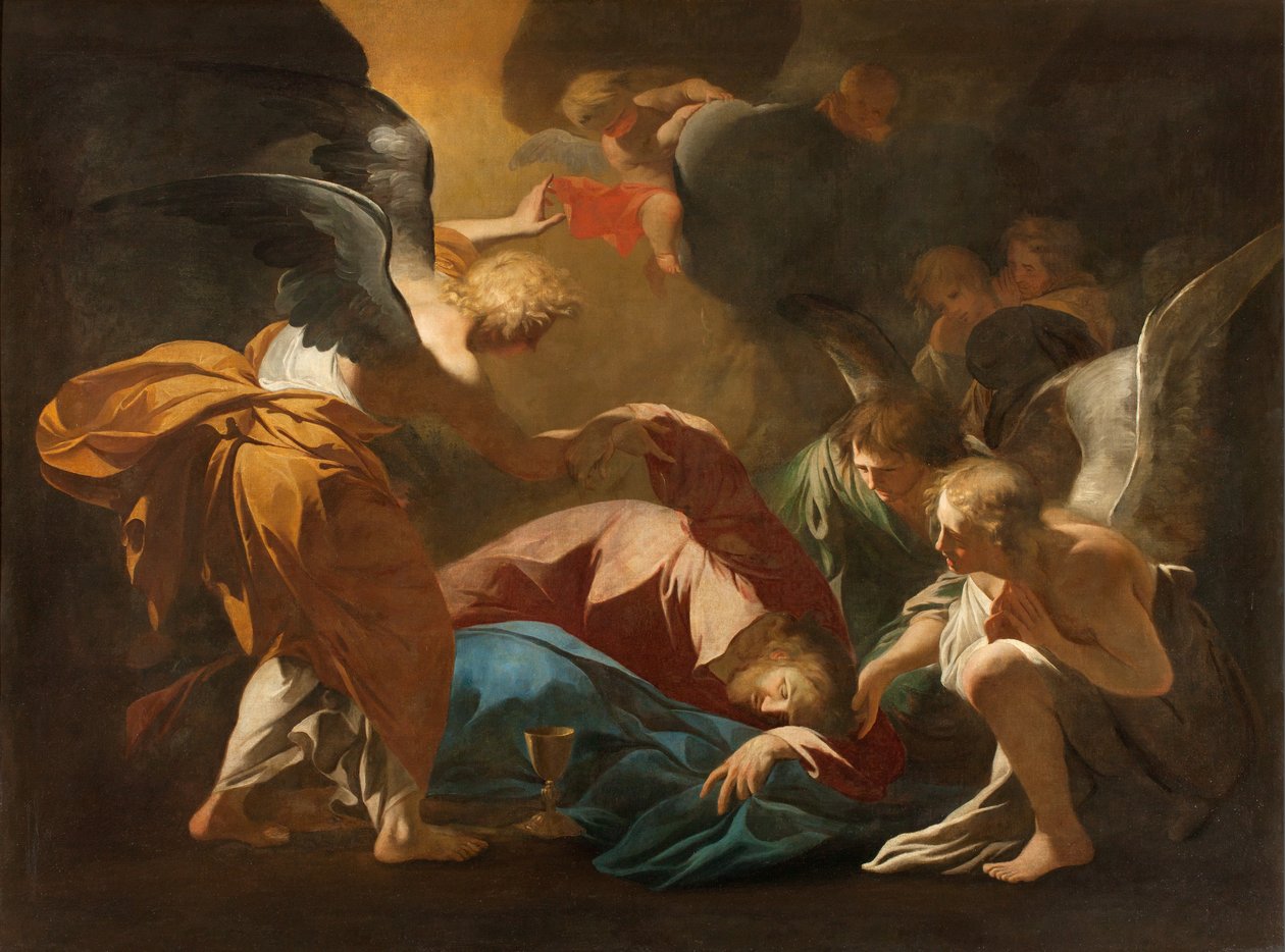 Milano, San Francesco da Paola-kyrkan, Andrea Pozzo, Änglarna stödjer Jesus i Getsemane trädgård av Andrea Pozzo