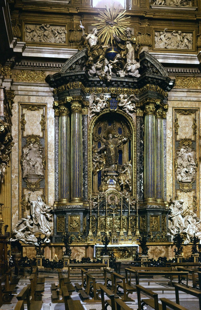 Staty av St. Ignatius av Loyola (altaret) i Jesu kyrka i Rom. av Andrea Pozzo
