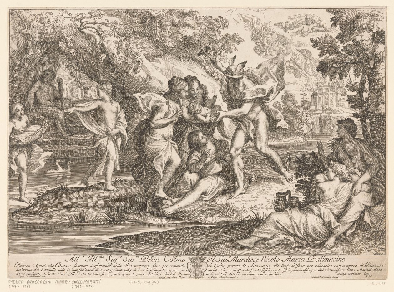 Merkurius ger Bacchus till nymferna i Nysa av Andrea Procaccini
