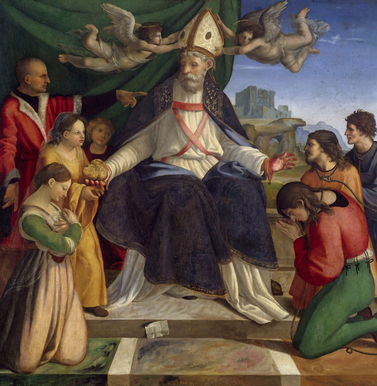Sankt Nikolaus av Bari tronade av Andrea Sabatini