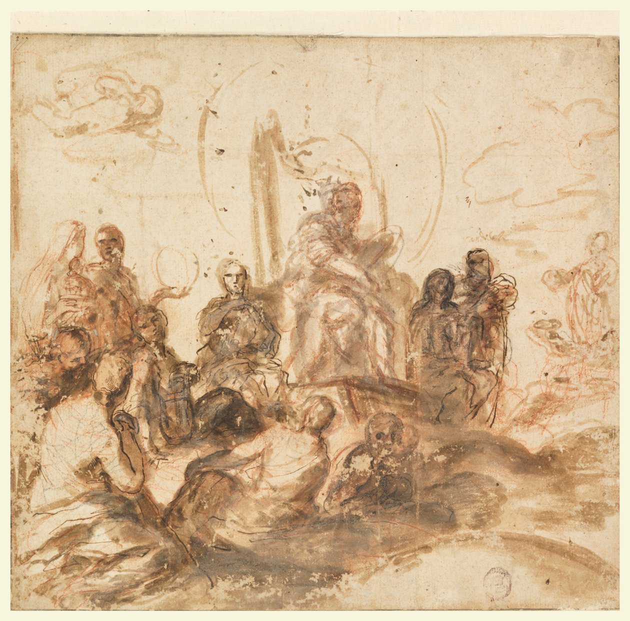 Design för Allegory of Divine Wisdom, Reception Room, Palazzo Barberini, Rom, Italien av Andrea Sacchi