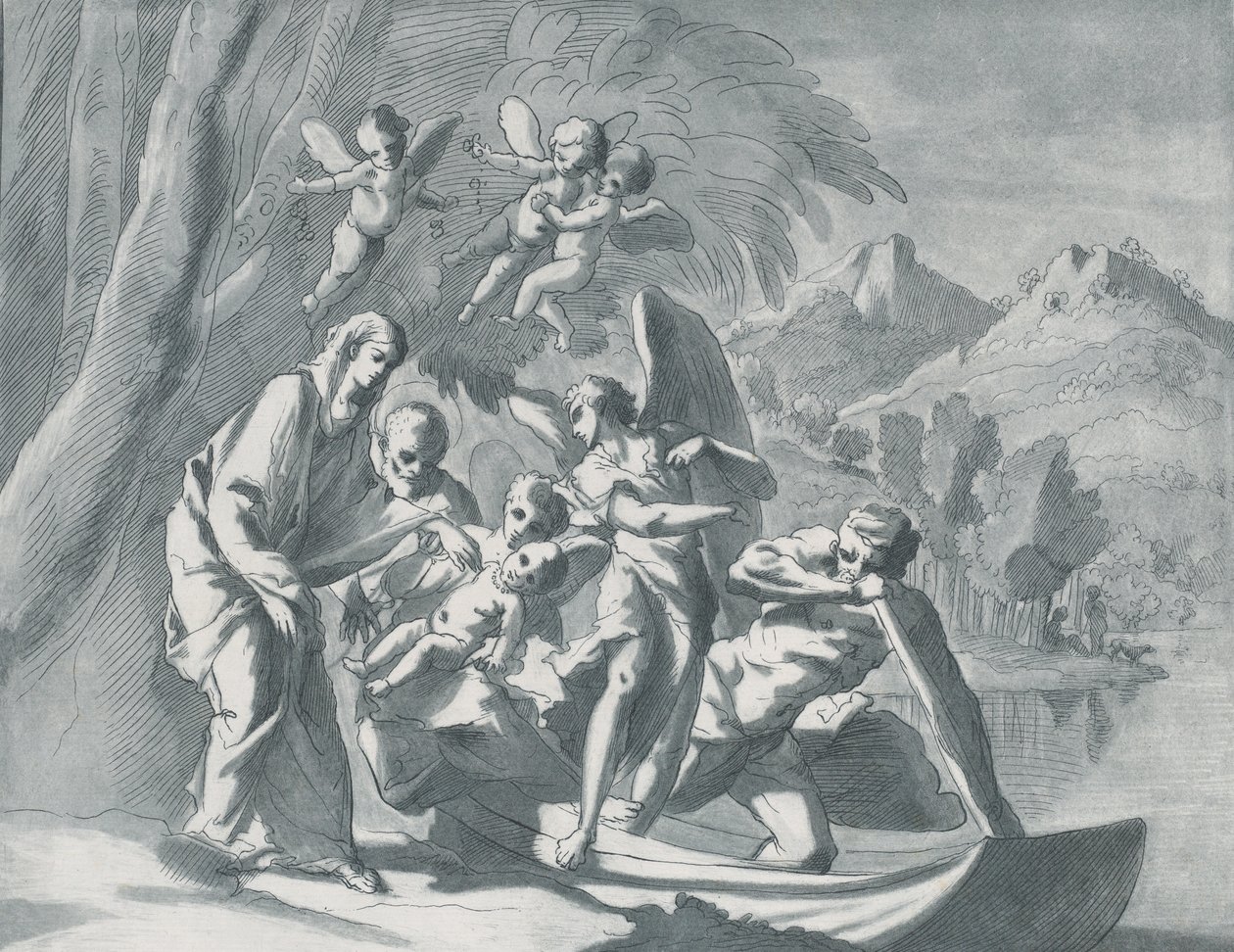Resten på flykten till Egypten, 1740-71. av Andrea Scacciati