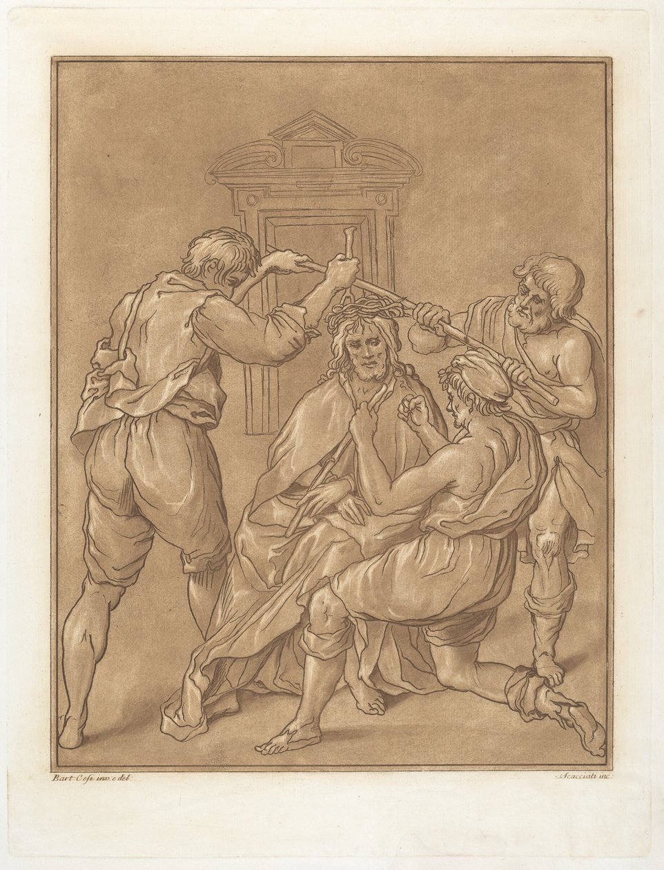 Kristus krönt med törnar av Andrea Scacciati after Bartolomeo Cesi
