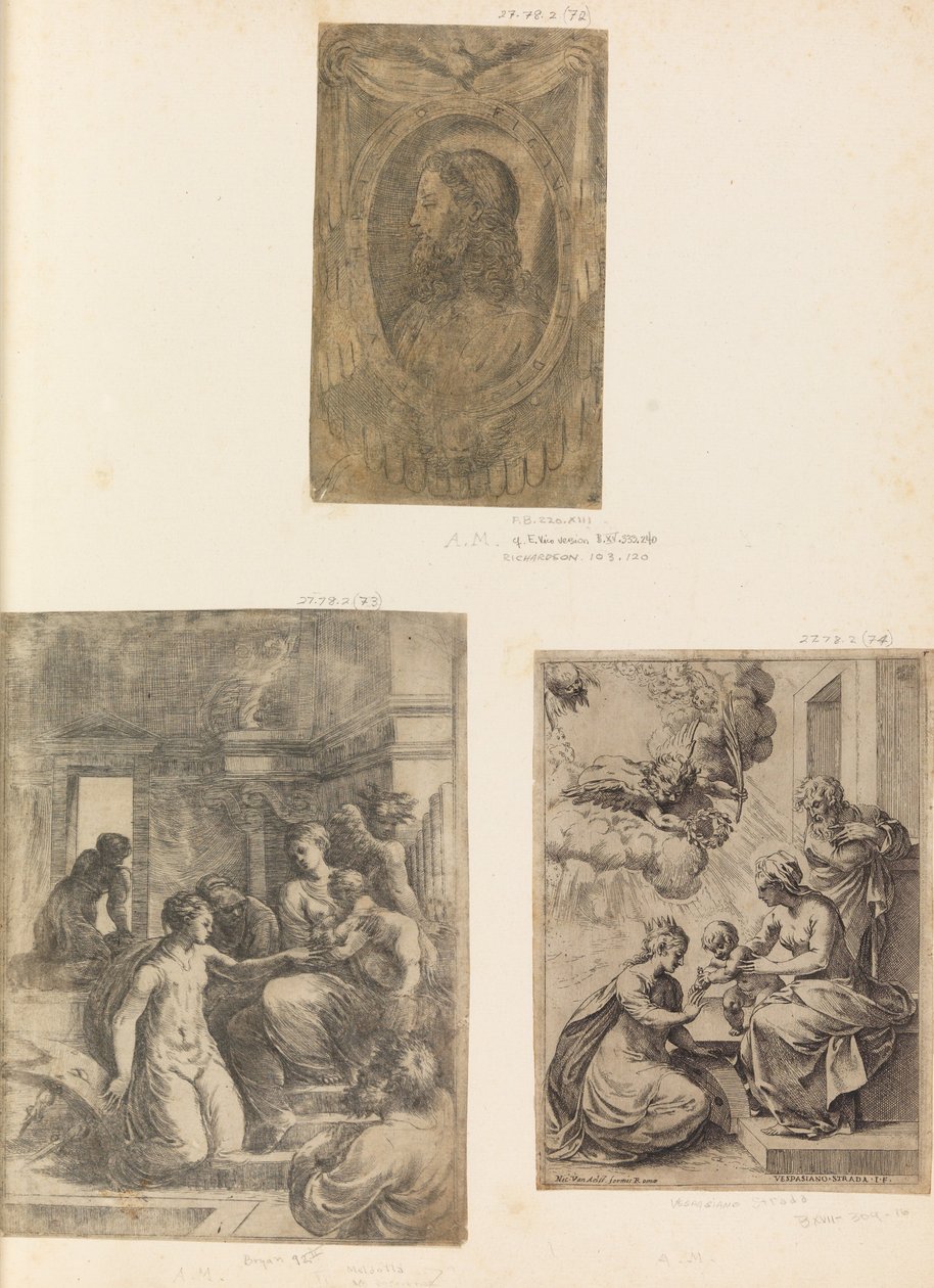 Kristi huvud, jungfru och barn med St Catherine ca. 1550 . av Andrea Schiavone