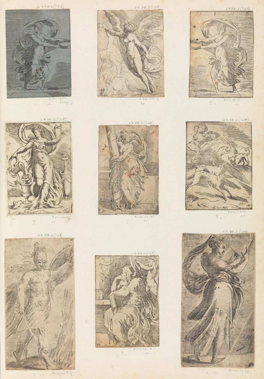 Mars och andra mytologiska figurer, ca. 1536-38. av Andrea Schiavone