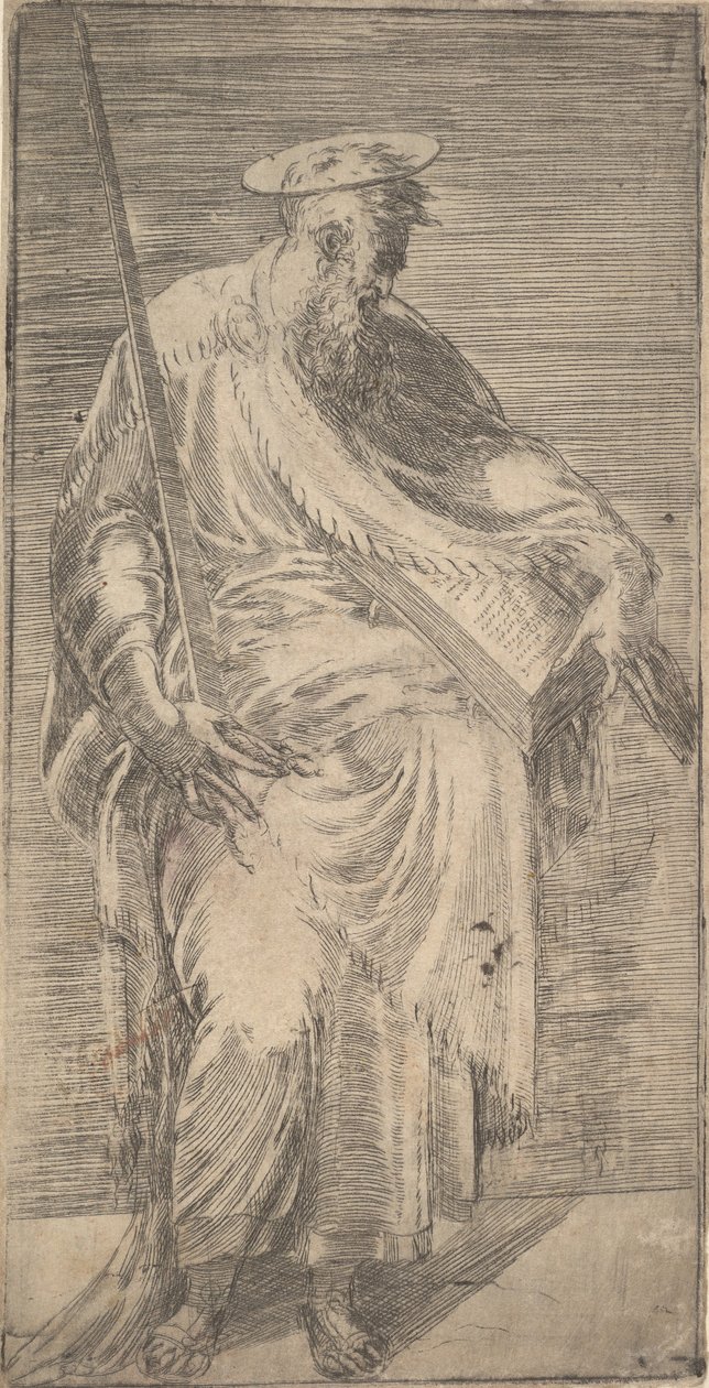 Sankt Paulus håller ett svärd och en bok, från Kristus och apostlarna, 1540-63. av Andrea Schiavone