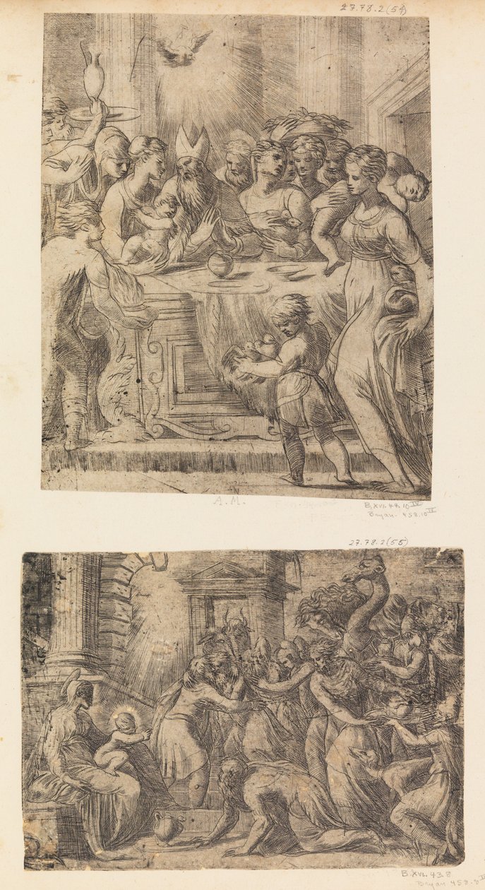 Tillbedjan av Magi, ca. 1542-46. av Andrea Schiavone