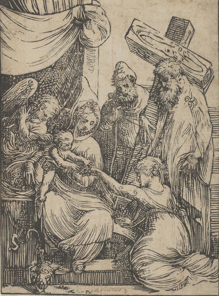 Sankta Katarinas äktenskap, 1550-60. av Andrea Schiavone
