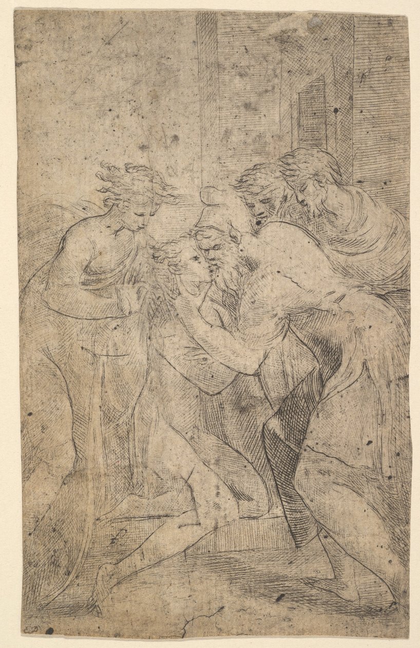 Återkomsten av den förlorade sonen som faller för sin fars fötter, ca. 1536-40. av Andrea Schiavone