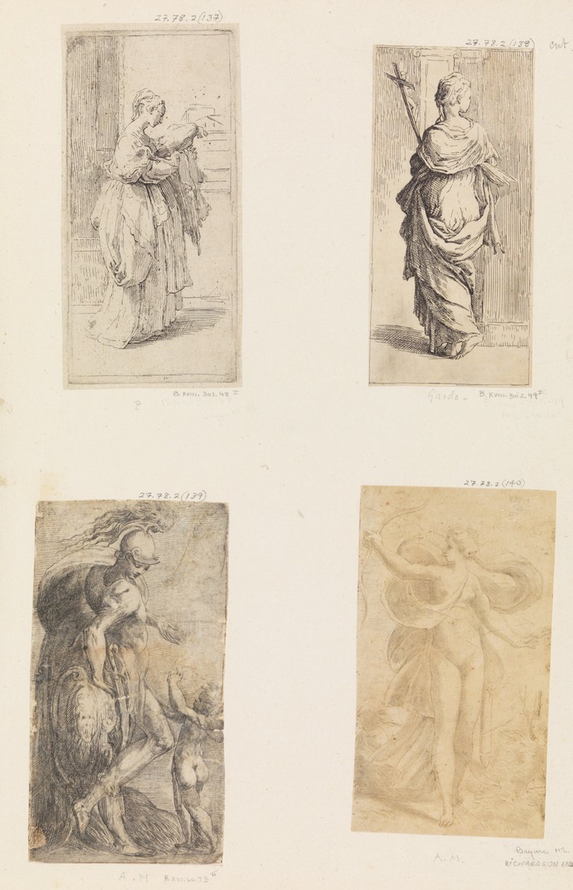 Två kvinnor, Mars och Cupid, Diana, ca. 1536-38. av Andrea Schiavone
