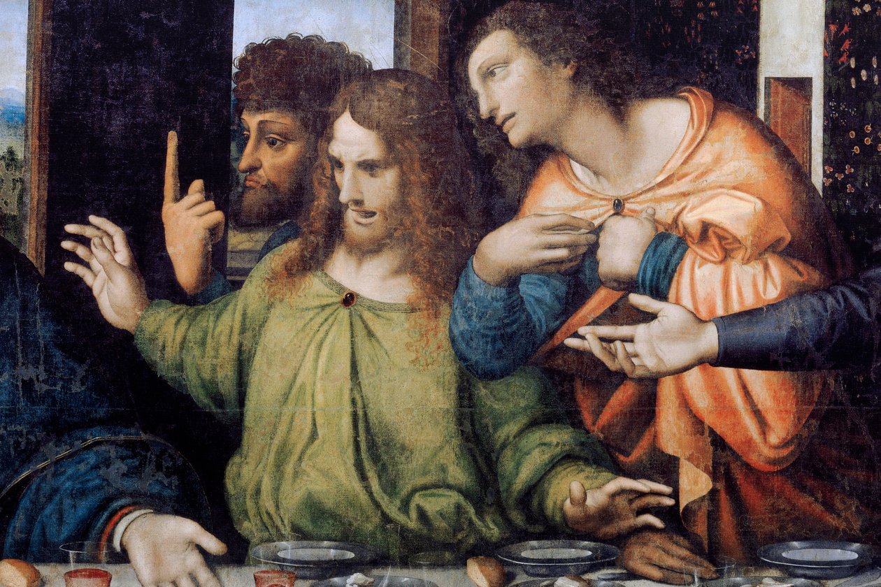 Klostret (Tongerlo Abbey). Målning. Nattvarden. 1506-1507. Detalj (målning) av Andrea Solario