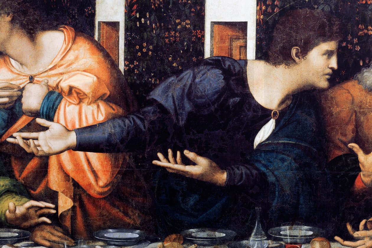 Klostret (Tongerlo Abbey). Målning. Nattvarden. 1506-1507. Detalj (målning) av Andrea Solario