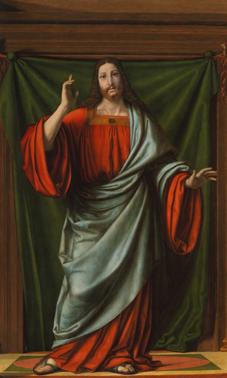 Christ Blessing, ca 1520 (olja på trä) av Andrea Solario