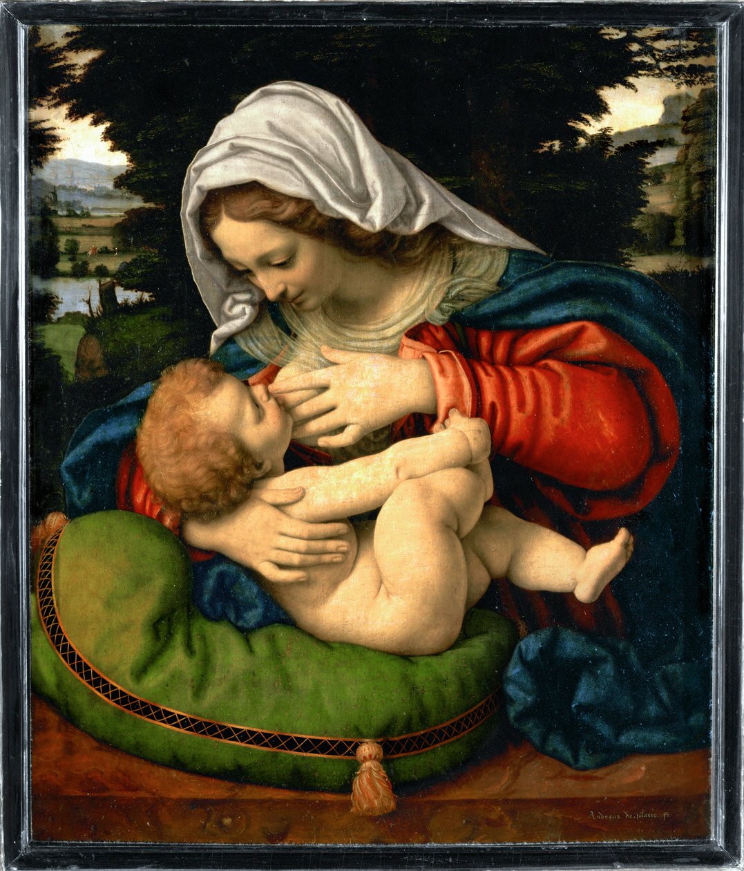 La Vierge au coussin vert - Madonna med grön kudde... av Andrea Solario
