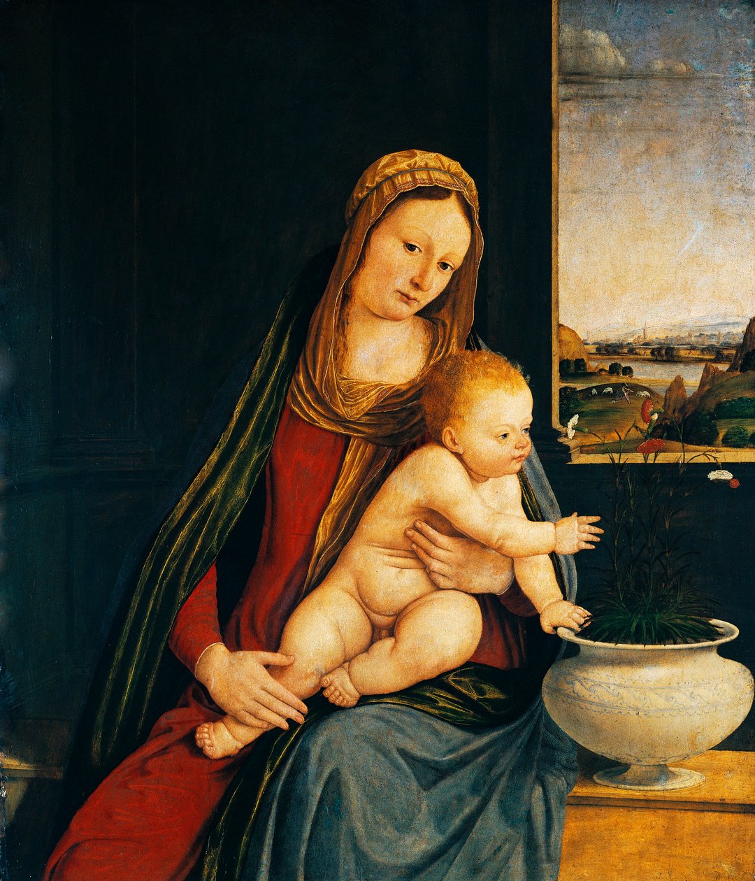 Madonna och barn eller nejlikornas Madonna av Andrea Solario
