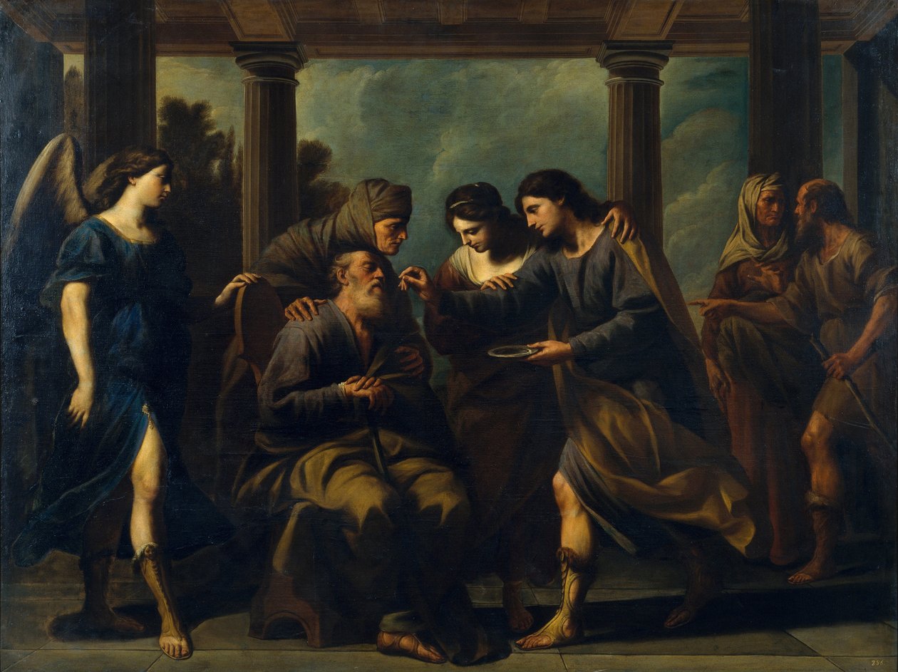 Tobias helar sin fars blindhet, ca. 1640 av Andrea Vaccaro
