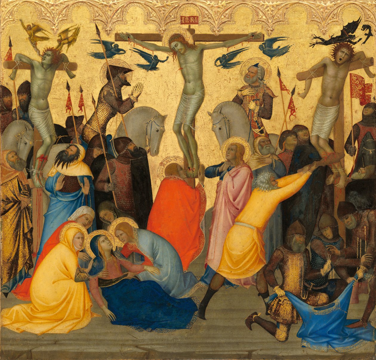 The Crucifixion, c.1380 (äggtempera & bladguld på träpanel) av Andrea Vanni