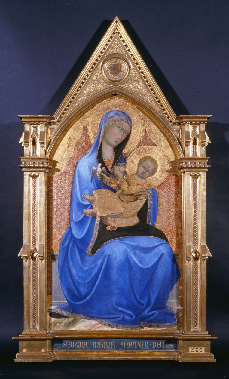 Jungfru och barn, ca 1400 (tempera med guld på panel) av Andrea Vanni