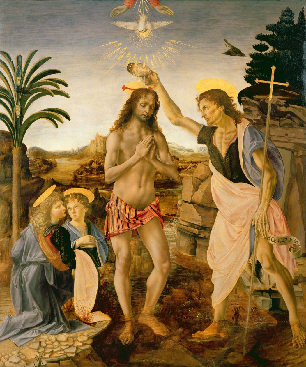 The Baptism of Christ av Johannes Döparen, c.1475 av Andrea and Vinci Verrocchio
