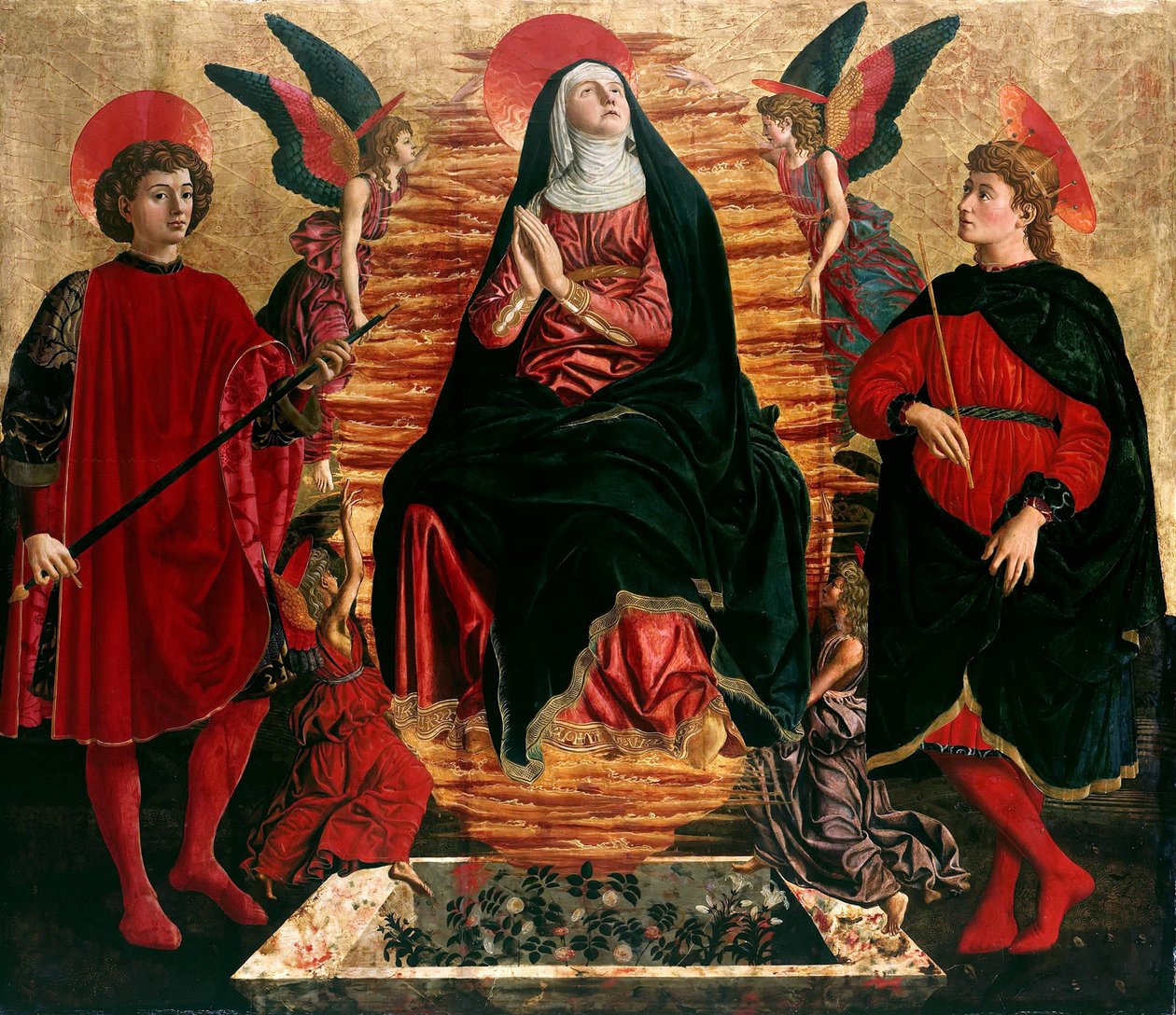 Jungfruns antagande med heliga Julianus och Minias, 1449-1450 av Andrea del Castagno