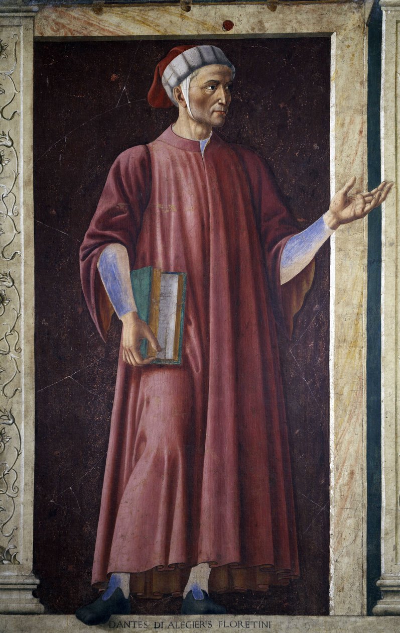 Dante Alighieri från Villa Carducci-serien av kända män och kvinnor, ca 1450 (fresk på duk) av Andrea del Castagno