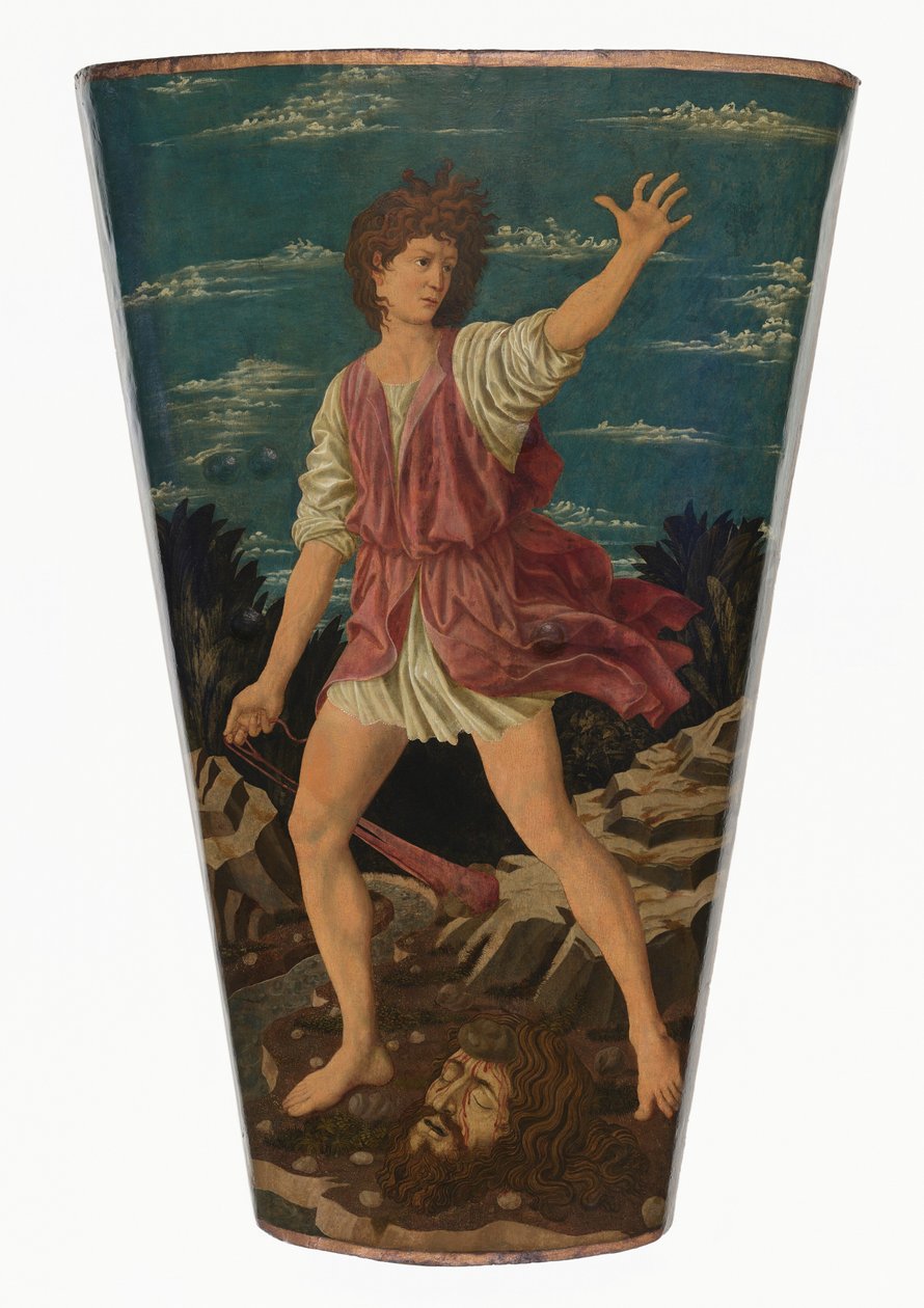 David med Goliat huvud, ca 1450-1455 (tempera på läder på trä) av Andrea del Castagno
