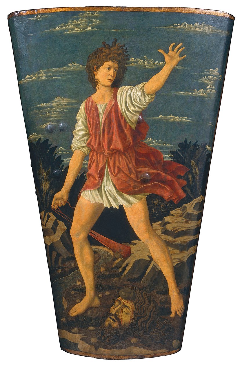 David med Goliats huvud, ca 1450-55 (tempera på läder på trä) av Andrea del Castagno