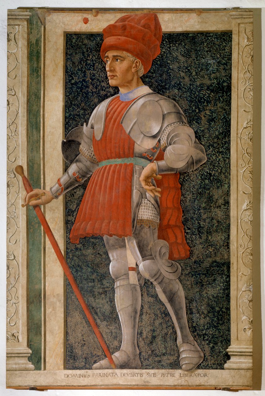 Porträtt av Farinata degli Uberti, italiensk aristokrat och militärledare (ny av Andrea del Castagno