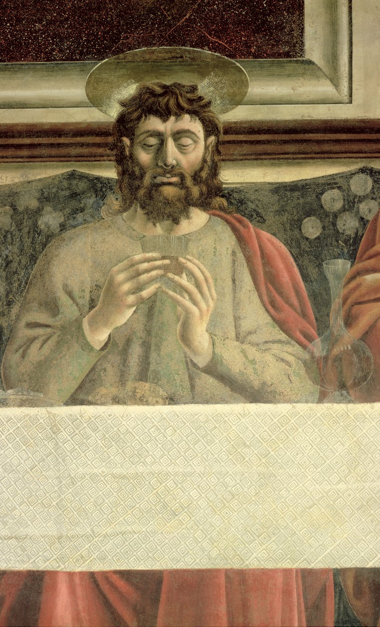 Den sista måltiden, detalj av St. James the Greater, 1447 freskdetalj av 85172 av Andrea del Castagno